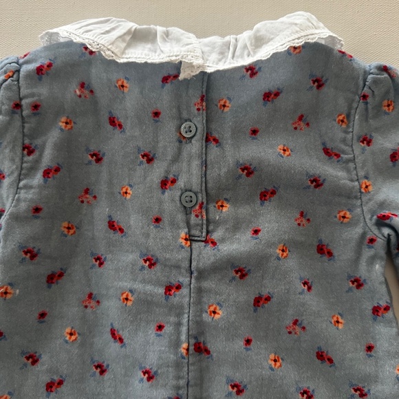 Janie and Jack 12-18 Months Baby Girl Blue Floral Long Sleeve Romper - Picture 6 of 6